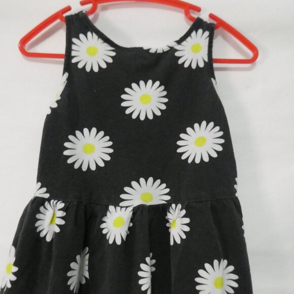 Black Floral Cotton Summer Dress P2P 10.5 inches measured Not Lined - Picture 12 of 14